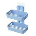 thumbnail image 1 of Opolski Punch-free Soap Rack Multifunctional Punch-free Hollow Design Wall-mounted Double-deck Drainage Soap Storage Holder for Bathroom, 1 of 8