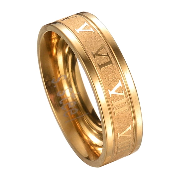 Opolski Punk Ring Creative Unisex Titanium Steel Roman Numerals Ring for Party Gift Daily Life