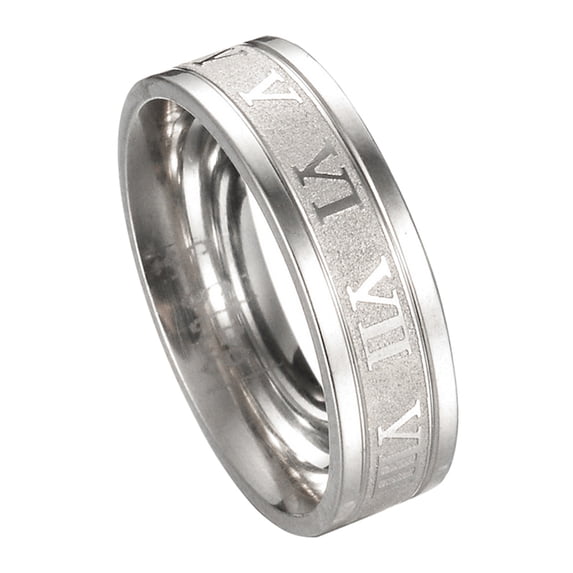 Opolski Punk Ring Creative Unisex Titanium Steel Roman Numerals Ring for Party Gift Daily Life