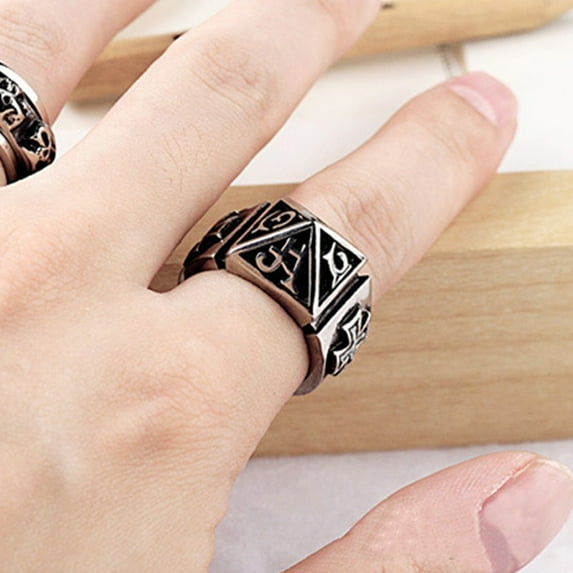 Opolski Punk Titanium Steel Finger Ring Men Jewelry Xmas Gift Party Cocktail Fashion