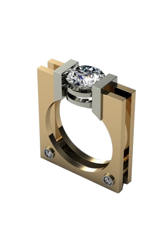 Punk Unisex Cubic Zironia Gold Plated Square Geometric Finger Ring Party Jewelry