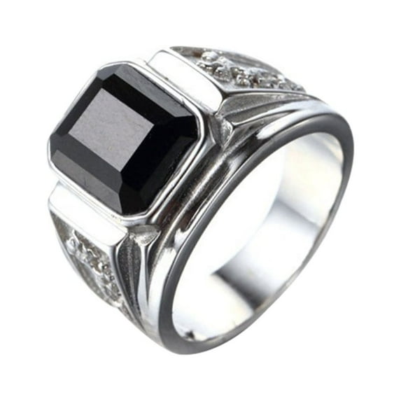 Opolski Retro Dragon Carving Square Rhinestone Copper Finger Ring Men Jewelry Decor Gift