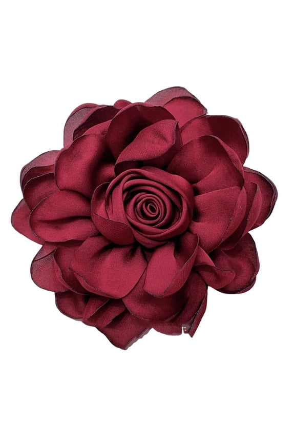 Rose Fabric Flower Accessory Rose Pin Flower Accessory 10cm Rose Fabric Flower for Women's Versatile Corsage Hair Clip Suit Lapel Clothing Bags Diy Wine Red