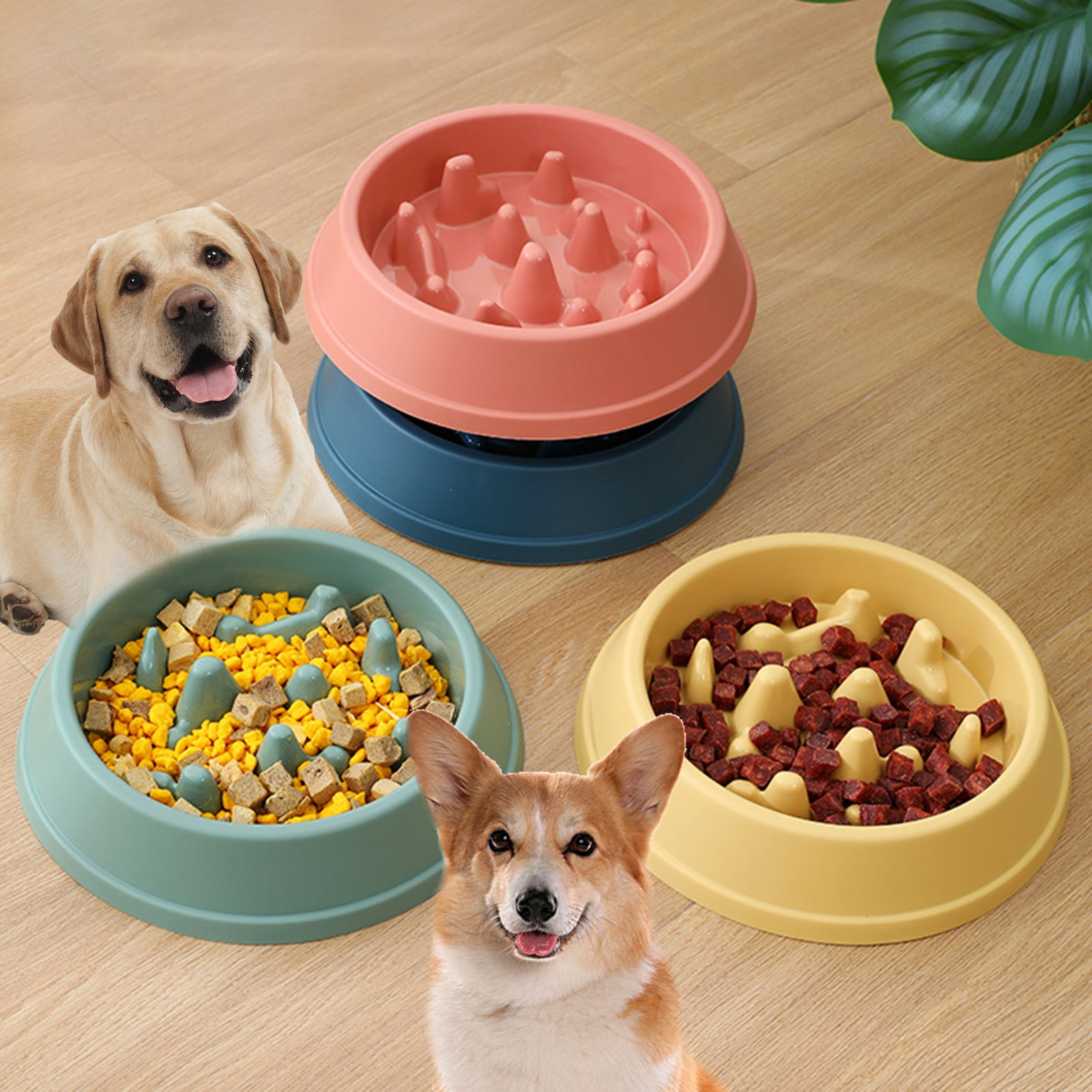 1pc Solid Pet Bowl, Dog Slow Food Bowl, Cats & Dogs No Choking Slow Feeder Dog  Bowls Puzzle Bowl