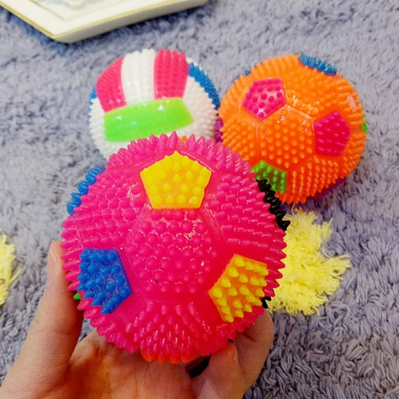 Opolski Squeaky Dog Toys LED Flashing Light Up Color Changing Sound Bouncing Funny Pet Dogs Ball Toy