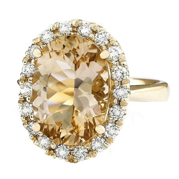 Opolski Valentine's Day Gift Oval Artificial Topaz Rhinestone Women Finger Ring Jewelry