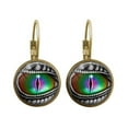 thumbnail image 1 of Opolski Vintage Dragon Eyes Cabochon Glass Round Pendant Women Leverback Earrings Gift, 1 of 5