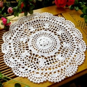 Opolski Vintage Hollow Flower Placemat Hand Crocheted Lace Doilies Round Table Coaster