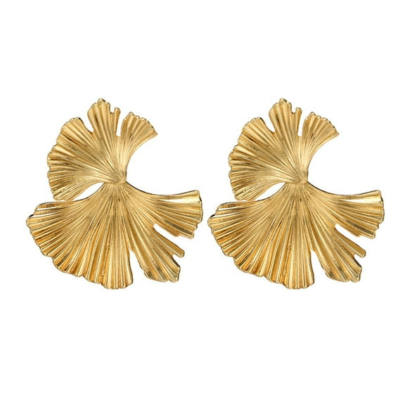 Opolski Vintage Women Irregular Ginkgo Leaf Dangle Stud Earrings Statement Jewelry Gift
