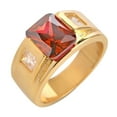 thumbnail image 1 of Opolski Wedding Party Men Square Rhinestone Inlaid Wide Band Finger Ring Jewelry Gift, 1 of 7