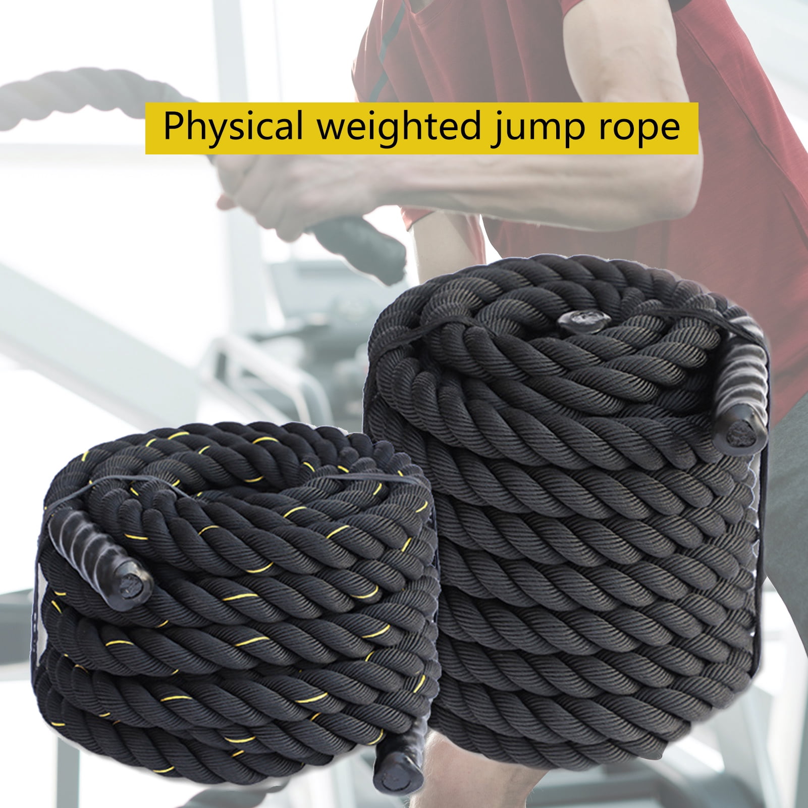 Opolski Weighted Jump Rope with Non-slip Handle Muscle Training Workout Heavy Skipping Rope Fitness Equipment Black