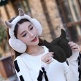 thumbnail image 1 of Opolski Winter Earmuff Foldable Plush Horn Decoration Solid Color Fluffy Keep Warm Thick Unisex Costume Prop Lady Winter Ear Cover Winter Headdress Pink Purple, 1 of 7