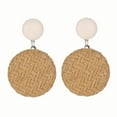 thumbnail image 1 of Opolski Women Boho Dangle Earring Studs with Rustic Design Geometric Round Button Woven Straw Dangle Stud Earrings Jewelry for Party Banquet Bar Club, 1 of 7