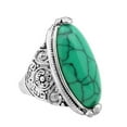 thumbnail image 1 of Opolski Women Boho Knuckle Rings Vintage Oval Turquoise Antique Silver Plated Carving Ring Jewelry Exquisite Finger Rings Jewelry for Party Banquet, 1 of 7