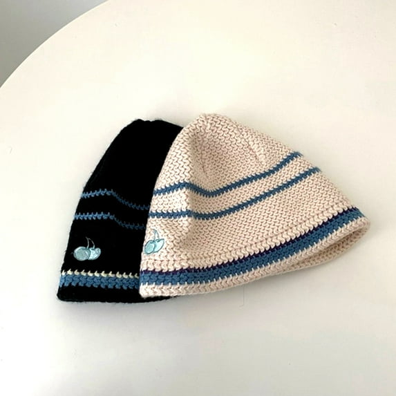 Opolski Women Bucket Hat Contrast Color Cherry Anti Deformation Windproof Autumn Winter Ear Dome Fisherman Hat Outdoor Wear Beige