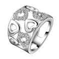 thumbnail image 1 of Opolski Women Finger Band Ring Glitter 925 Sterling Silver Plated Rhinestone Wide Band Cluster Hollow Heart Ring for Party Banquet, 1 of 4