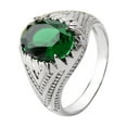 thumbnail image 1 of Opolski Women Men Finger Ring with Green Rhinestone Design Fashion Cool Oval Emerald Green Rhinestone Alloy Finger Ring Men's Jewelry Gift for Party, 1 of 7