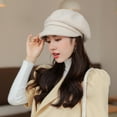 thumbnail image 1 of Opolski Women Octagonal Hat Vintage Short Brim Solid Color Washable Lightweight Keep Warm Painter Artist Lightweight Women Beret Grey, 1 of 8