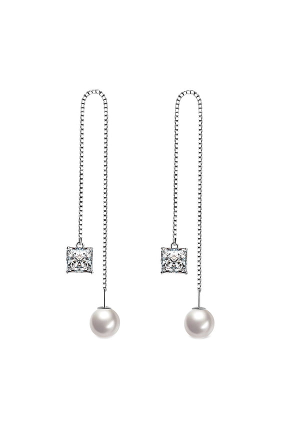 Women Silver Plated Thin Chain String Dangle Long Line Liner Threader Earrings