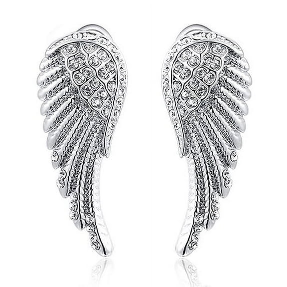 Opolski Women's 9K Gold Plated Angel Wings Crystal Ear Studs Luxury Earrings Jewelry