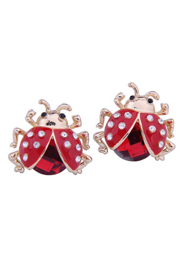 Women's Cute Ladybird Shape Rhinestone Ear Stud Beetle Ladybug Gift Earrings