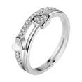 thumbnail image 1 of Opolski Women's Fashion Rhinestone Inlaid Double Hearts Open Ended Ring Jewelry Gift, 1 of 7