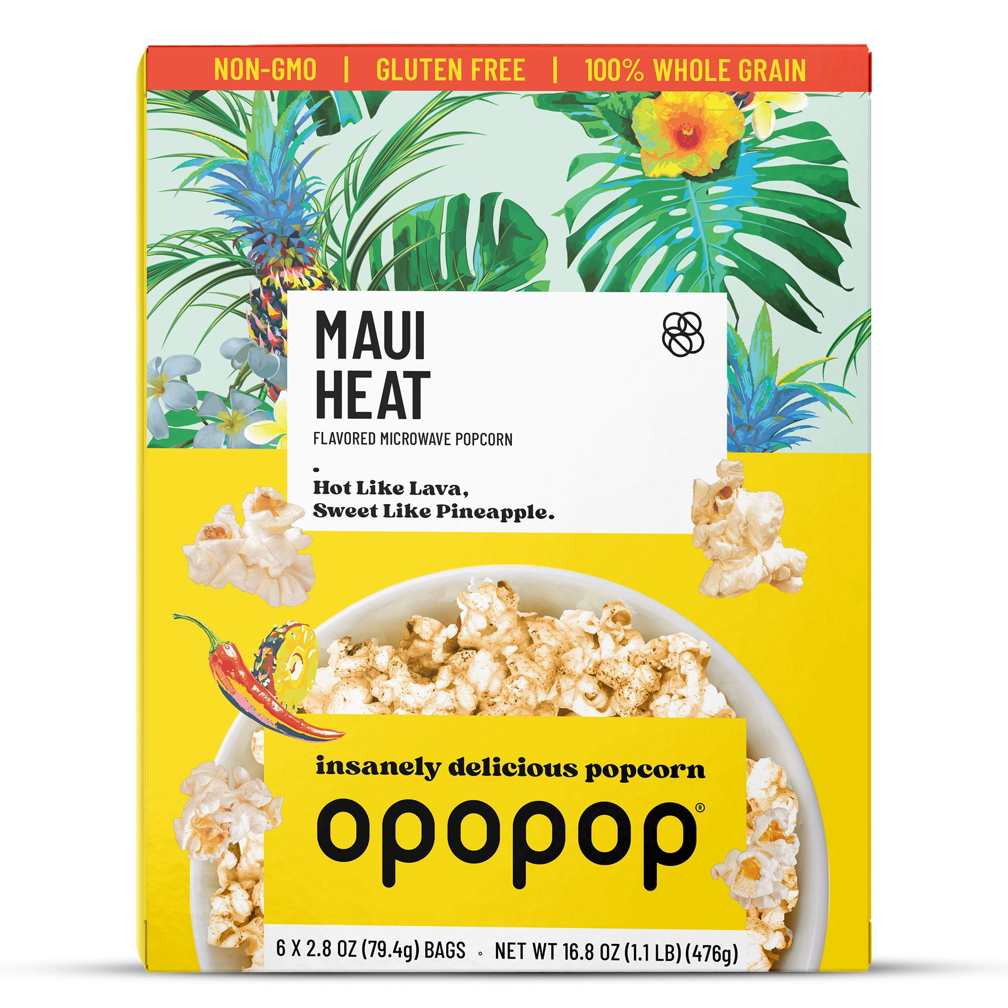 Opopop Microwave Popcorn Maui Heat Flavor 2.8oz/6ct