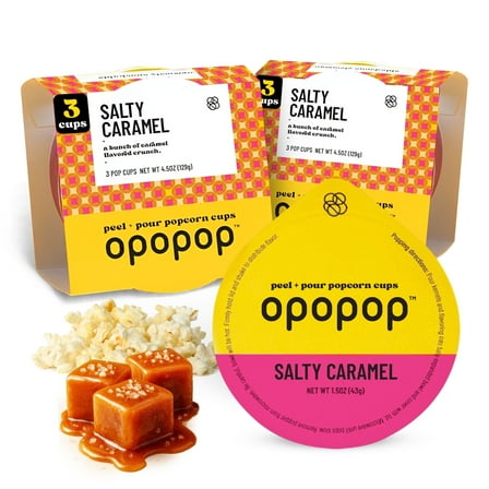 Opopop Microwave Popcorn Refill, Salty Caramel Flavor, 6 Pack – Easy Snack, Non-GMO & Gluten Free