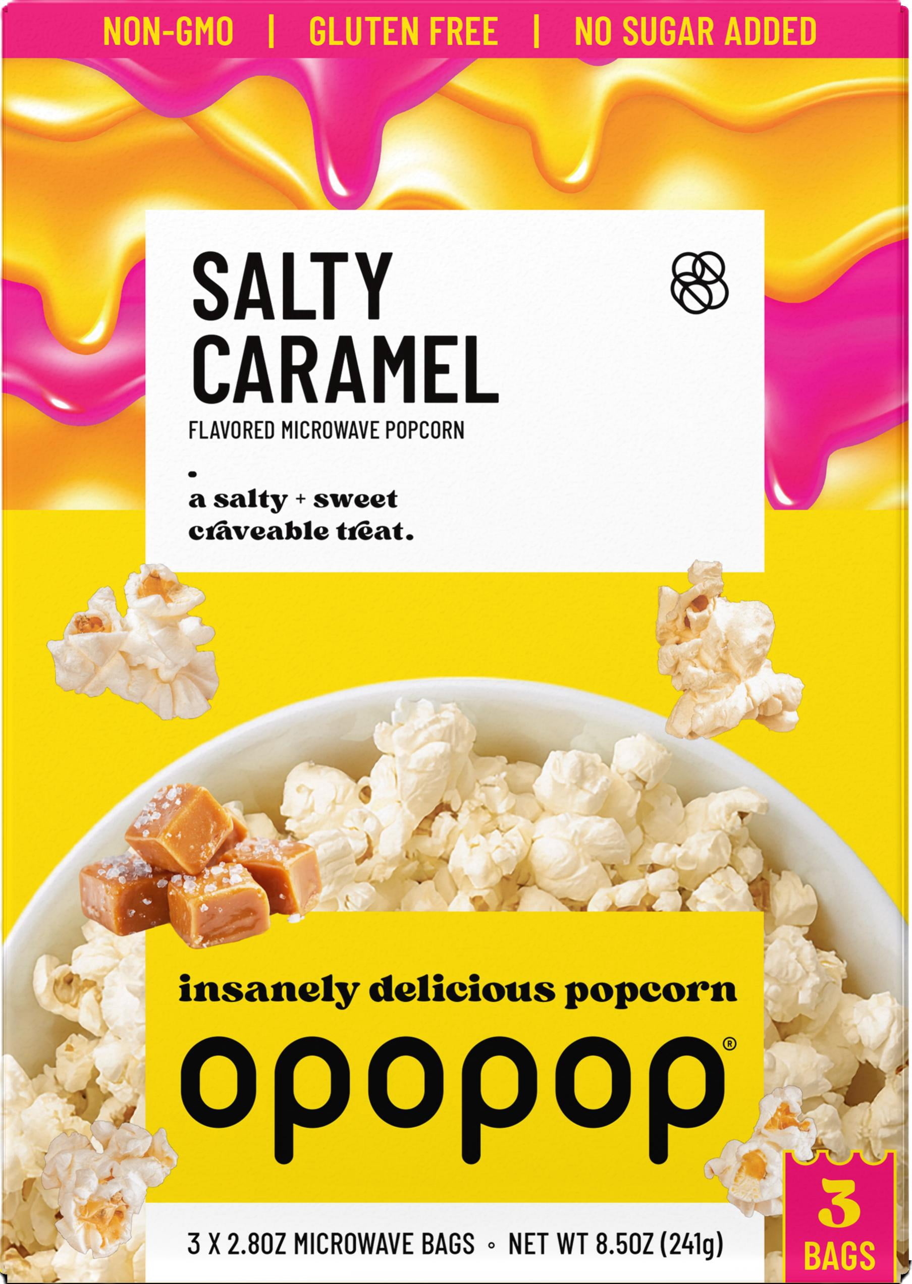Opopop Microwave Popcorn Salty Caramel Flavor 2.8oz/3ct
