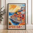 thumbnail image 1 of Oporto Portugal Print, Colorful Riverfront Wall Art, Vintage Travel Print, Porto City Decor, Unframed Paper Poster 24x36in, 1 of 4