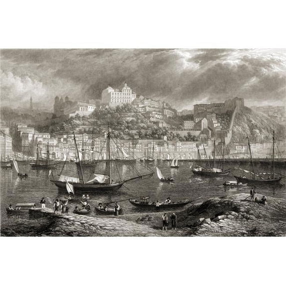 Oporto From Villa Nova From The Original Painting by Lt. Col. Batty F.R.S From The Book -Select Views of Some of The Principal Cities of Europe Published London 1832 Engraved by W Miller