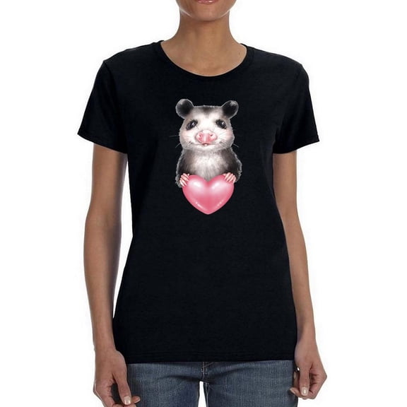 Opossum And A Heart Shaped T-Shirt Women -Image by Shutterstock, Female Small