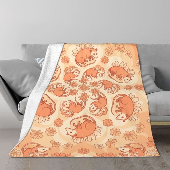 Opossum Blanket, Soft Warm Lightweight Throw for Animal Lovers, Modern Home Decor for Sofa Couch Bed Travel Room Accent 50x40