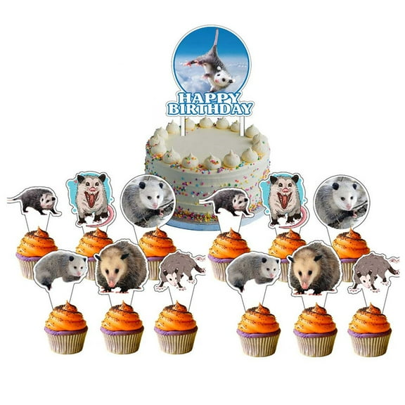 Opossum Cake Topper CupcakeS Set Birthday Party Supplies Decoration Decor Kit