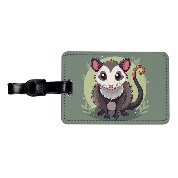 Opossum Cute Animal Faux Leather Travel Luggage Tag