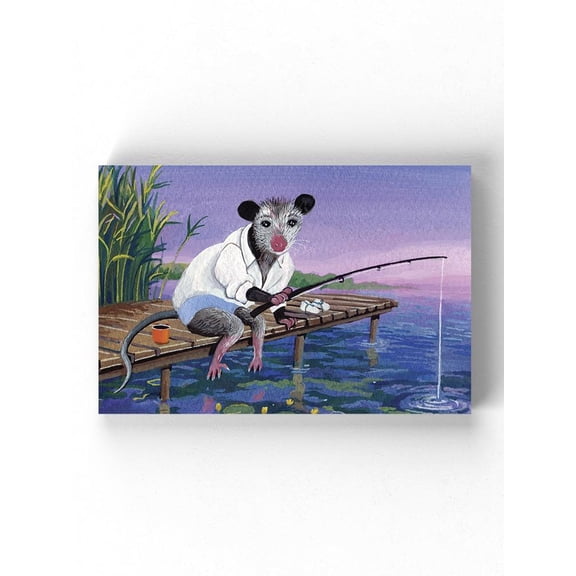 Opossum Fishing On A Sunset Wrapped Canvas  -Image by Shutterstock,