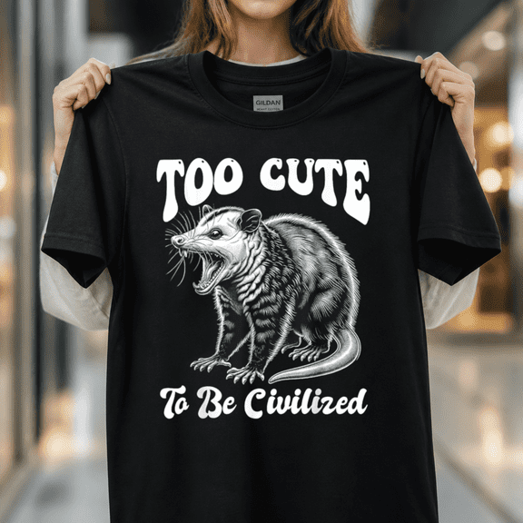 Opossum Funny Too Cute to be Civilized Meme Possum Graphic Vector Unisex T-Shirt_pixian_ai, S-5XL