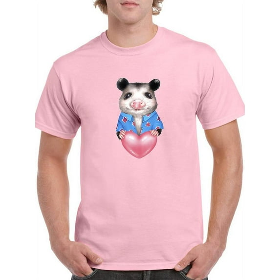 Opossum Holdind A Heart T-Shirt Men -Image by Shutterstock, Male Small