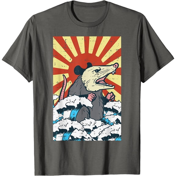 Opossum Japan Sun Wave Vintage Possum Monster Unisex T-Shirt for Men Women Kids Toddler,Charcoal Color,Size 2T