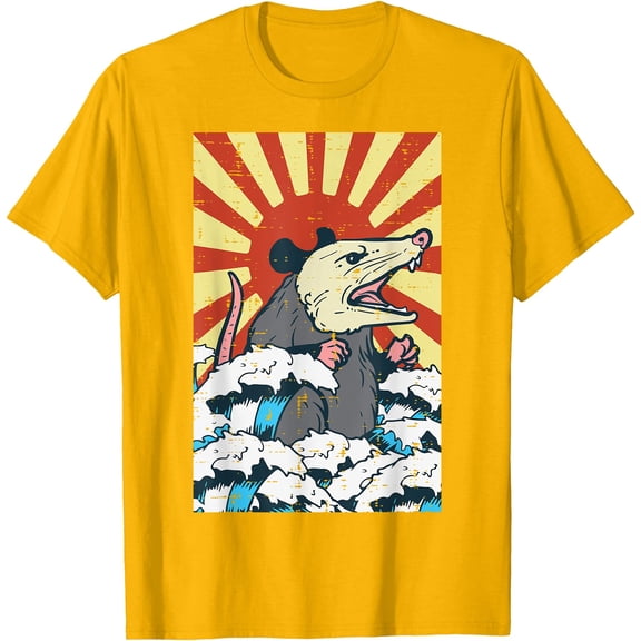 Opossum Japan Sun Wave Vintage Possum Monster Unisex T-Shirt for Men Women Kids Toddler,Gold Color,Size YM