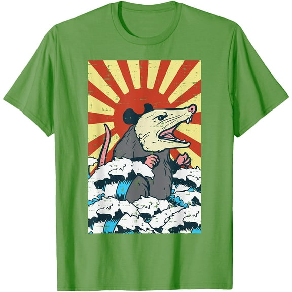 Opossum Japan Sun Wave Vintage Possum Monster Unisex T-Shirt for Men Women Kids Toddler,Lime Color,Size M