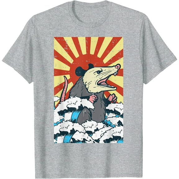 Opossum Japan Sun Wave Vintage Possum Monster Unisex T-Shirt for Men Women Kids Toddler,Sport Grey Color,Size 2T