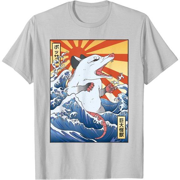 Opossum Japanese Wave Funny Vintage Possum Lover Unisex T-Shirt for Men Women Kids Toddler