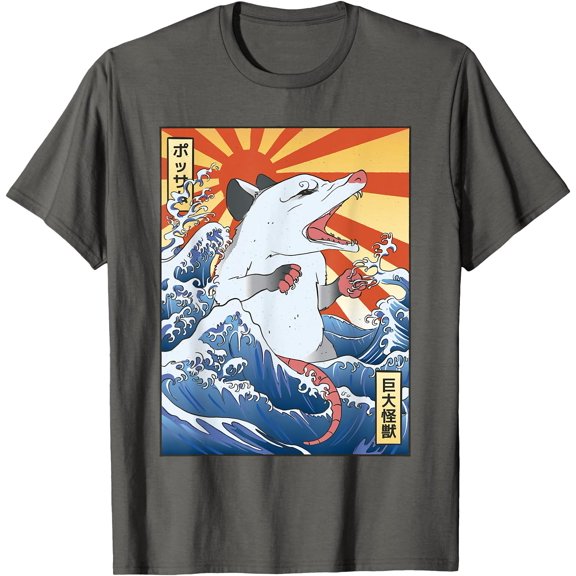 Opossum Japanese Wave Funny Vintage Possum Lover Unisex T-Shirt for Men Women Kids Toddler