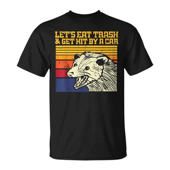 Opossum Lets Eat Trash Get Hit By Car Retro Possum Men TShirt
