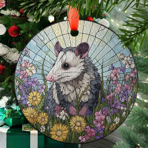 Opossum Ornament Suncatcher, Mouse Window Hanging, Opossum Lover Home Decoration, Indoor Decor, 2025, Holiday Decoration, Seasonal Keepsake Gift, 2025, Holiday Decoration,