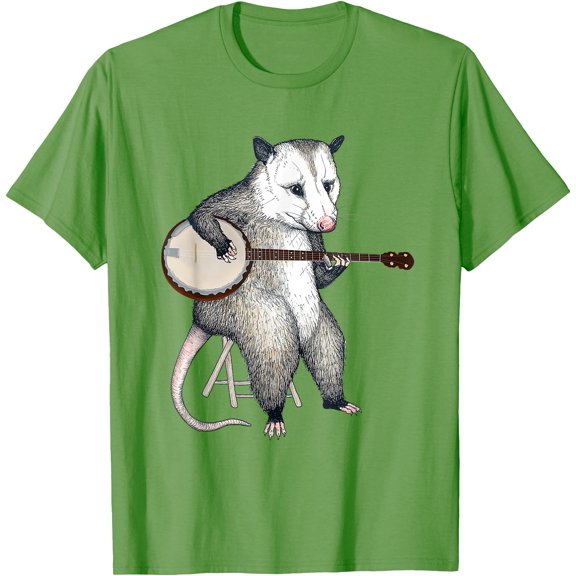 Opossum Playing Banjo Guitar Possum Live Weird Trash Kitty Unisex T-Shirt for Men Women Kids Toddler,Lime Color,Size M