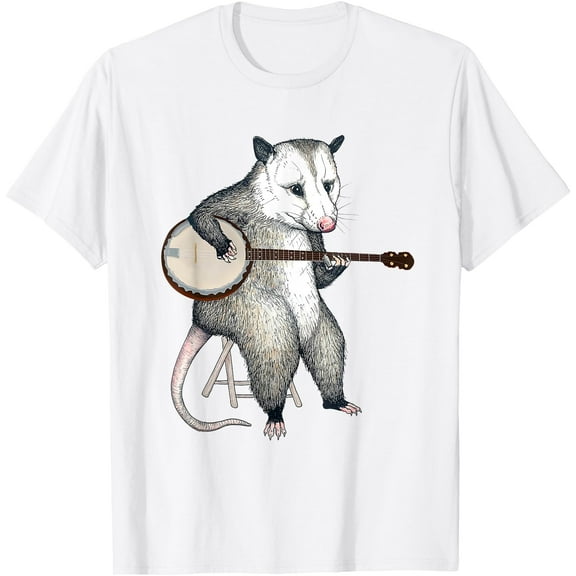 Opossum Playing Banjo Guitar Possum Live Weird Trash Kitty Unisex T-Shirt for Men Women Kids Toddler