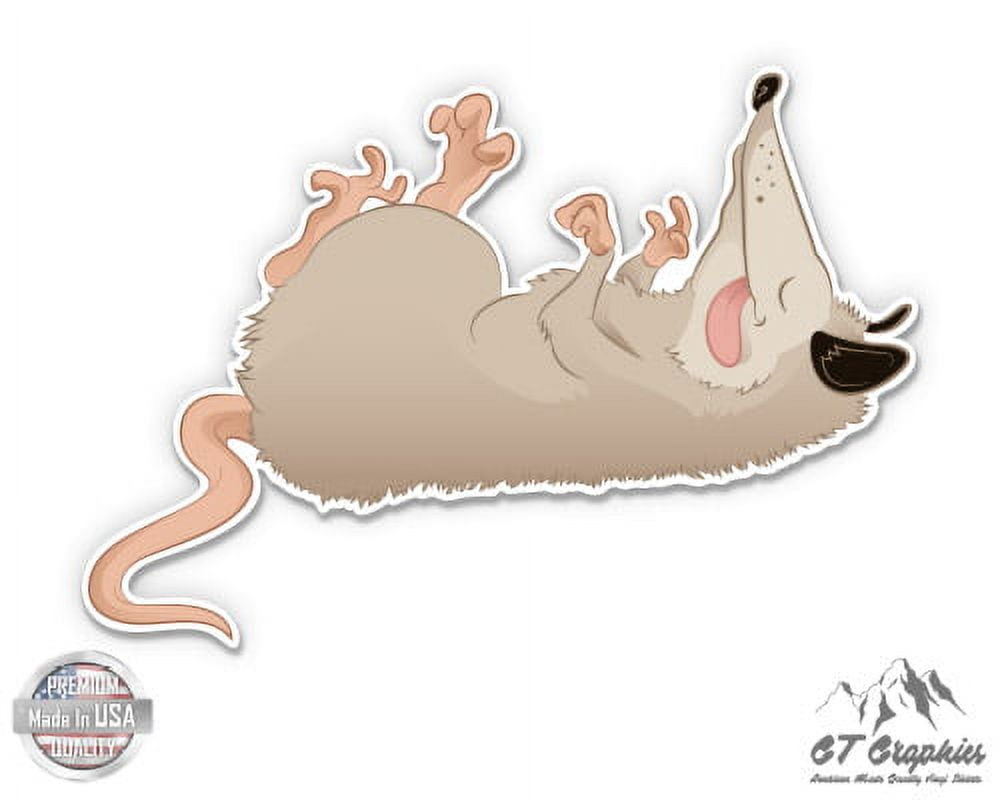Opossum Playing Dead Funny - 12" Vinyl Sticker Waterproof Decal ...