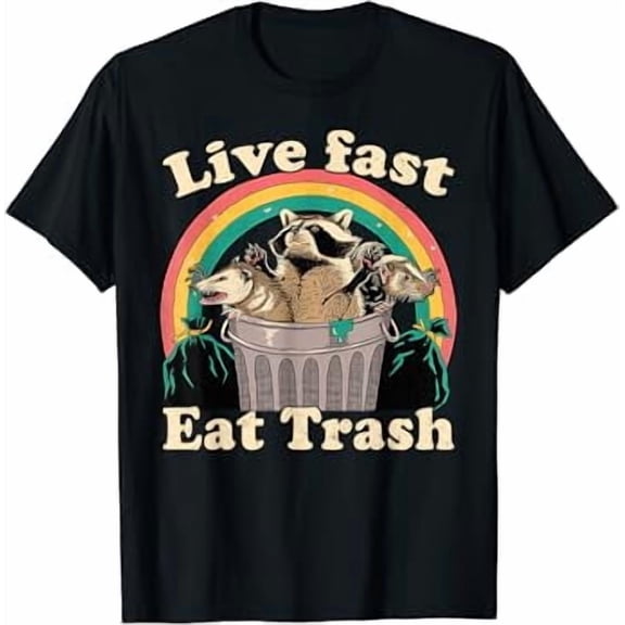Opossum Raccoon Skunk Live Fast Eat Trash Street Cats Squad T-Shirt